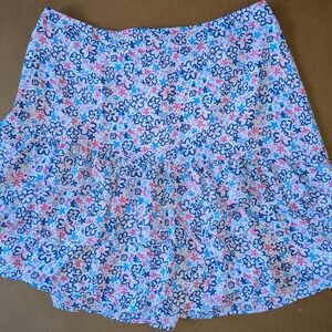 Lilly Pulitzer Floral Tiered Mini Skirt - White with Pink & Blue